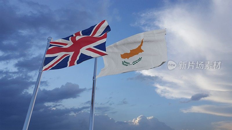 英国，大不列颠和塞浦路斯国旗- 3D插图库存镜头